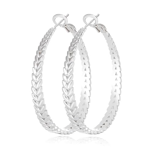 Silver Hoop Earrings for Women Hypoallergenic 925 Sterling Silver Post Hoop Earrings Lightweight Thick Large Silver Hoop Earrings 30/40/50MM