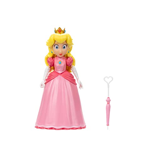 The Super Mario Bros. Movie - 5 Inch Action Figure Series 1 – Princess Peach Figure With Umbrella Accessory #TOP1