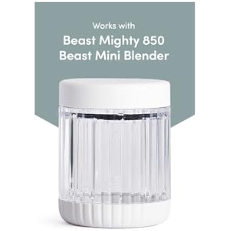 Beast Blending Vessel for Mighty 850 and Beast Mini Blender, Ultra-Thick Tritan Blending Vessel + Storage Lid (415mL, Cloud White)