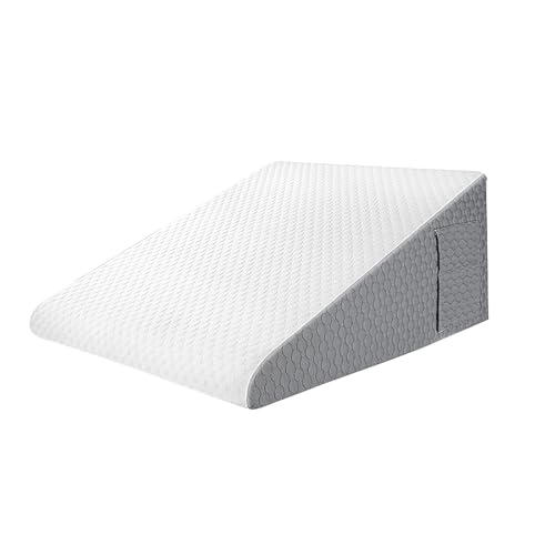 ERRULAN Bed Wedge Pillow with Convenient Two Side Pockets, Bed Rest Pillow for Bedroom & Hospital Room, Back Pillow with Machine-Washable Cover(Small)