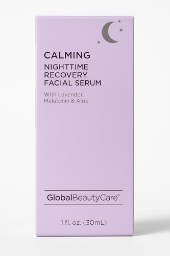 Global Beauty Care Calming NIghttime Recovery Facial Serum With Lavender, Melatonin & Aloe 1 Fl. Oz (30mL)