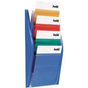 Preisvergleich Produktbild Helit Wandprospekthalter Bogendesign A4 4 Fächer blau