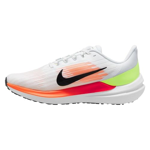 NIKE Men's Air Winflo 9 Sneaker, White Black Total Orange Bright Crimson, 9.5 UK4