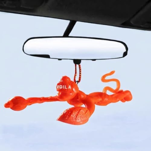 Image of Voila Present Orange Flying Lord Hanuman Idol Car Hanging Ornament