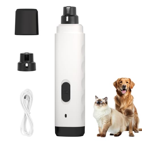 Dog Nail Grinder Quiet, Dog Nail Trimmers, Professional 2-Speed Electric Rechargeable Pet Nail Trimmer Painless Paws Grooming & Smoothing for Small Medium Large Dogs & Cats