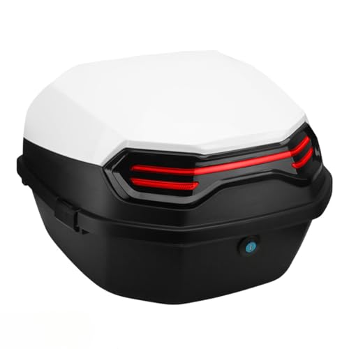 Hueyausバイク リアボックス 44L トップケース バイクボックス バイク用ボックス 着脱可能式 大容量 原付 スクーター フルフェイス収納可能 ヘルメット入れ ブラック (ホワイト)