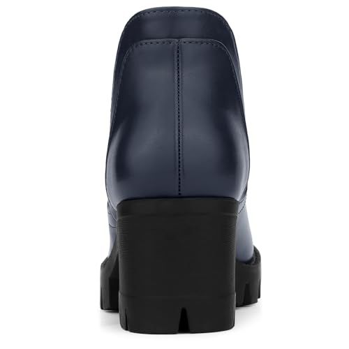 Allegra K Women's Lug Sole Chunky Heel Chelsea Ankle Boots4