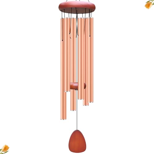 Aluminium Wind Chimes Outside, Soothing Patio Decor Gift, Rose Gold 36"