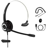 Phone Headset Compatible with Grandstream Yealink Snom Phones Mic Noise Cancellation HD Voice Headphone RJ9 & 3.5mm (CTIA) Adapter