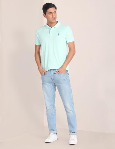 Image of U.S. Polo ASSN. Men's Cotton Slim Fit Solid Polo Shirt
