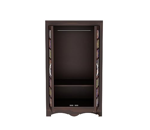 Image of Sheesham Wood Wooden 2 Door Wardrobe Organizer for Clothes | - Solid Wood Almirah with 2 Shelves - with Hanging Space Cupboard for Large Bedroom (Design 18)