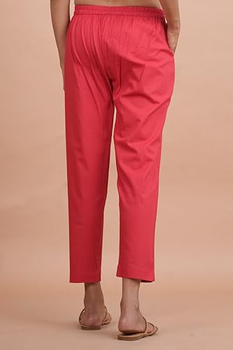Image of Women's Cotton Ankle Fit Trouser Pants for Women & Girls | Women Regular Fit with Two Pocket Trouser for Office School Formal Casual Daily Use