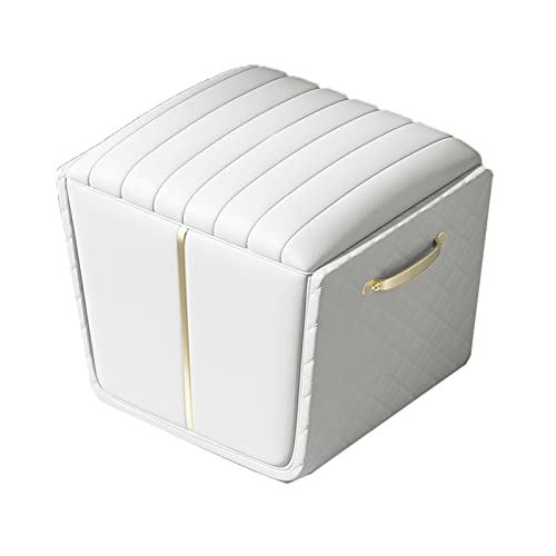 ZABEES Taburete reposapiés ligero de lujo para sofá, taburete pequeño bajo de piel, taburete cambiador de zapatos para sala de estar, dormitorio, asiento acolchado