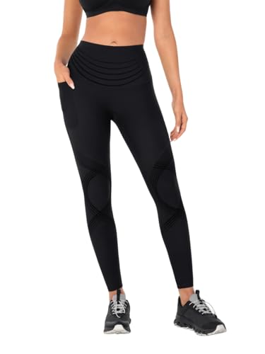Fanka Body Sculpt Side Pocket Leggings 2.0 Seamless Front Side Pockets Tummy Control Fit Moisture Black 12