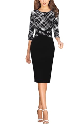 Vfshow Womens Elegant Front Zipper Slim Work Business Office Party Cocktail A-Line Dress
