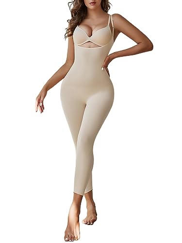 Women Open Bust Full Bodysuit Tummy Control Shapewear Workout Yoga Jumpsuit Body Shaper Butt Lifter Thigh Slimmer