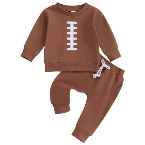 Image of Mubineo Baby Boy Girl Clothes Football Outfits Pullover Sweatshirt Sweatpant Newborn Outfit Tops Pant Sets