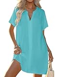 Caractéristiques : cette robe de plage tendance pour femme a un col en V et des manches courtes. Combinez-le avec un chapeau de soleil et des lunettes de soleil pour un look élégant. Coupe ample et fluide. Cette robe de plage vous rendra sexy et charmante.