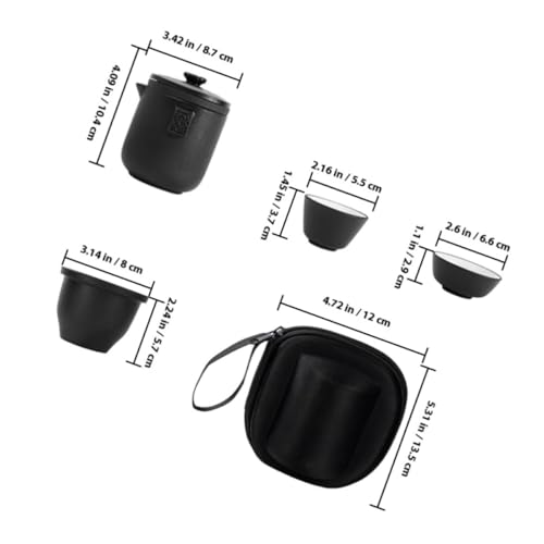 Juego de té chino portátil de cerámica con bolsa de transporte para picnics al aire libre 3