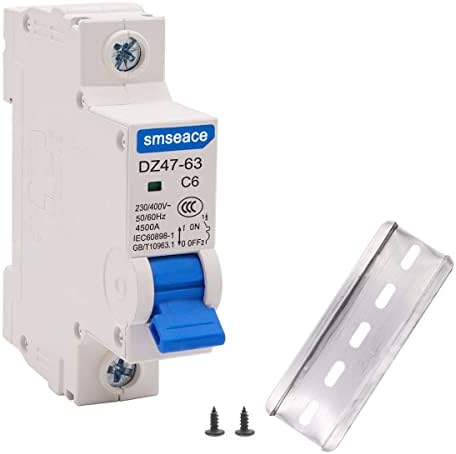 smseace Miniature Circuit Breaker Low Voltage AC 6A 230/400V 1 Pole DIN Rail Installation DZ47-63 C6