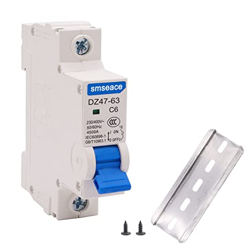 Smseace Miniature Circuit Breaker Low Voltage Ac 6A 230/400V 1 Pole Din Rail Installation Dz47-63 C6 #TOP3