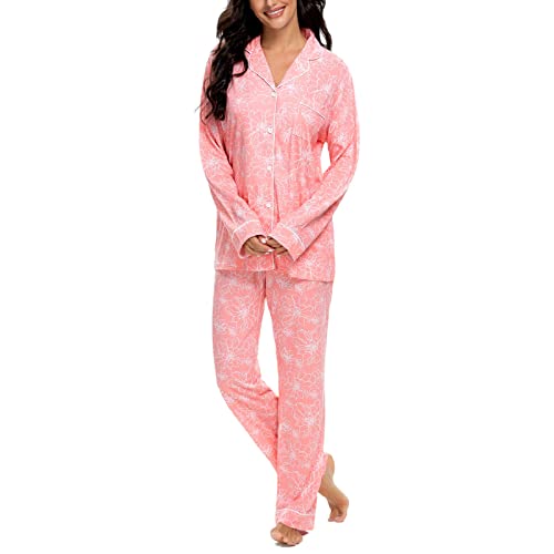 Image of Tugege Pajamas Set Long Sleeve Sleepwear Womens Button Down Nightwear Pj Sets