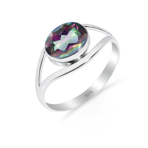 Bague en argent sterling 925 avec topaze mystique pour femme, bague solitaire de mariage, bague bohème en pierre précieuse naturelle pour homme RB-01-MYST-12