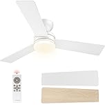 VIVOHOME Ceiling Fans with Lights 42 inch Low Profile Ceiling Fan with Light and Remote Flush Mount for Bedroom Living Room Garage 6+1 Speeds 3CCT Dimmable Timer Quiet Reversible