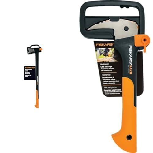 Fiskars Wood Prep Set: Pro X27 Splitting Axe, 37 Inches, and 12-Inch Hookaroon – Essential Tools for Firewood, Log Splitting, and Wood Management