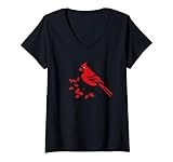 Photo Gallery donna cardinale bird red black tree nature lover graphic maglietta con collo a v Photo Gallery donna cardinale bird red black tree nature lover graphic maglietta con collo a v