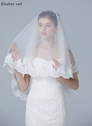 BEAUTELICATE Velo da Sposa di Pizzo Tulle Corto 2