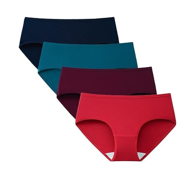 Image of LOURYN KOULYN Women's High Coverage Super Combed Cotton Mid Waist Hipster with Ultrasoft Exposed Waistband and StayFresh Treatment
