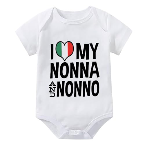 WOOYONGING I Love My Nonna And Nonno Romper for Baby Short Sleeve Coming Home from Hospital Outfit Girl White Baby Girl White Romper