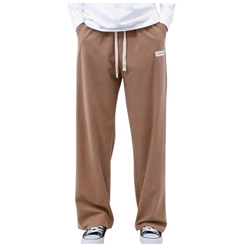 Pantalon en velours côtelé homme à cordon de serrage et coupe large ample