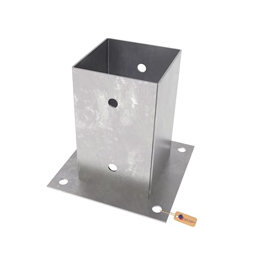 GeZu Impex Post Base 91 x 91 mm Hot Dip Galvanised Set of 8 Fence Support Brackets Deck Holder pergola Pavilion Base Bolt Down Shoe