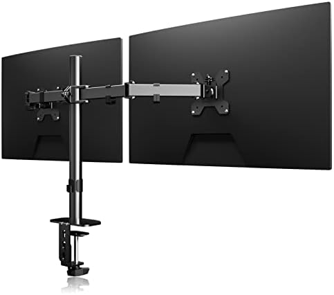 Suptek Screen Stand for Desk, Dual Monitor Arm Desk Mount, Desk Mounted Monitor Arm for 13-27 inch TV LED LCD Monitor, Computer Monitor Stands