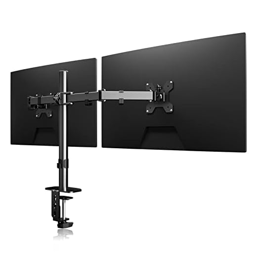 suptek Brazo Soporte Doble para Monitor Escritorio 13-27 Pulgadas LCD LED, Soporte 2 Monitores VESA 75/100 mm Carga Máxima 10 kg, Giro de 360° y Rotación de 180°