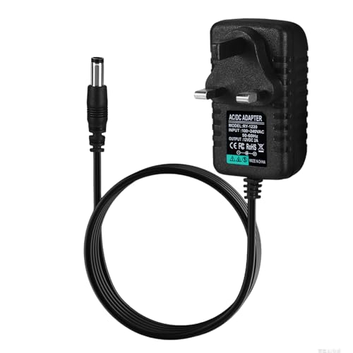 12V 2A Power Supply Adapter AC/DC Converter 100-240AC 50-60HZ for LED Strips/Security Camera Monitor/Wireless Routers/and WIFI IP/Audio/Video Devices UK Plug 5.5 x 2.5mm
