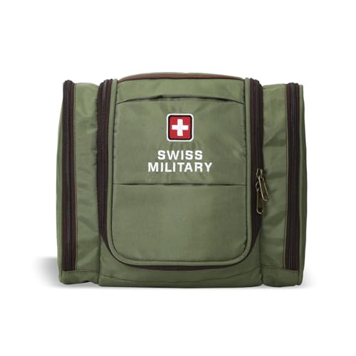 Swiss Military Unisex 5L Water-Resistant Toiletry Bag for Travel with Multiple Compartments, Quick Access Pocket, Durable Zippers, Organizer for Toiletries, Makeup and Essentials Pouch-Green