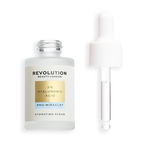 Revolution Pro Miracle 2% Hyaluronic Acid Serum, hidratación de larga duración, sérum hidratante ligero, combate la sequedad para un acabado luminoso, 30ml