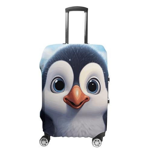 Cartoon Cute Penguin Elastic Luggage Cover Suitcase Protector for 19-32 Inch Suitcases | Universal Stretchable Travel Bag Cover | Anti-Scratch, Washable with Zipper Closure S