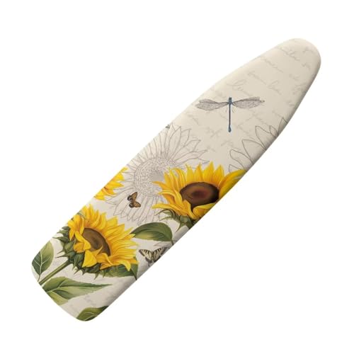 Hinthetall Sunflower Ironing Board Cover and Pad, Dragonfly Iron Board Cover Non-Slip Thick Ironing Board Protective Guard Stretchy Cover, 54\" x 15\"