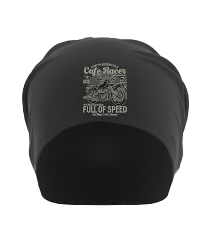 Bonnet souple unisexe noir en coton fin style Cafe Racer