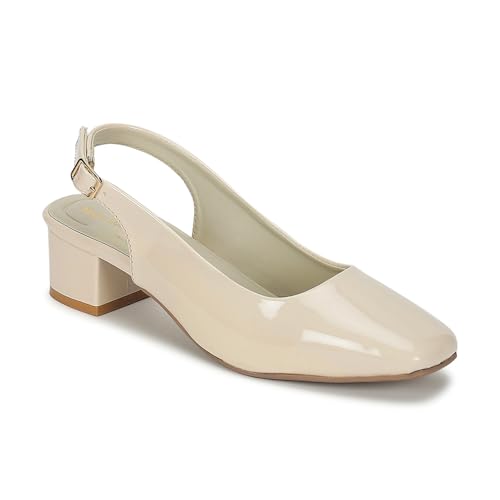 Image of Marc Loire Women Square Toe Solid Block Heel Pumps for Office, Party and Formal Wear