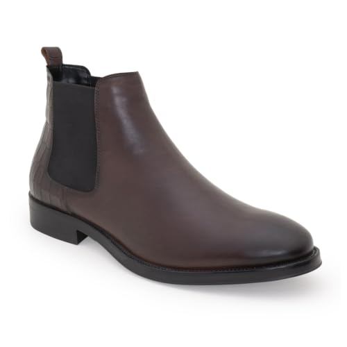 Image of Red Tape Men'S Boots Brown Leather Round Toe Elastic All-Day Comfort