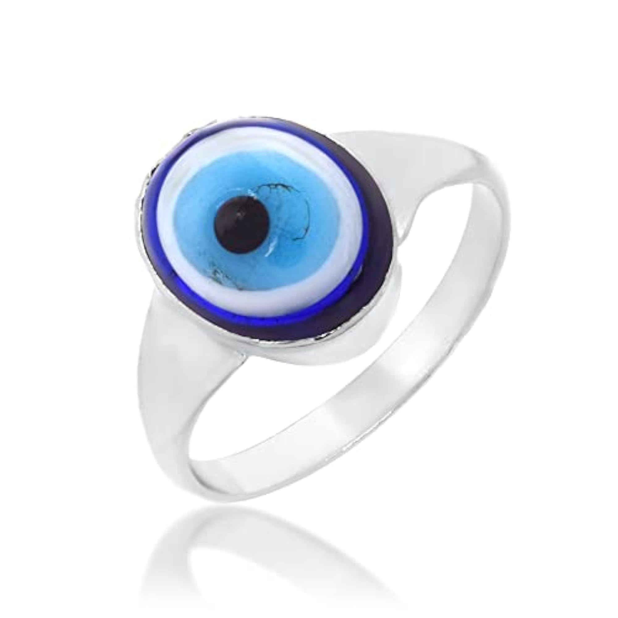 Brass Silverplated Nazar-Battu Evil Eye Ring, Unisex Fashion
