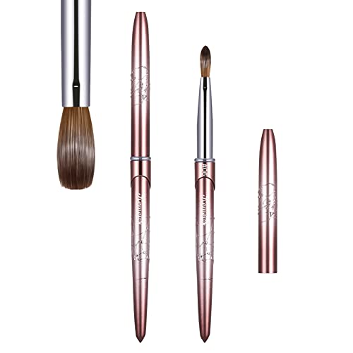 KEMEISI Acrylic Nail Brush Size 6, 100% Pure Kolinsky Nail Art Brushes Sturdy Handle Oval Shaped Acrylic Powder Nail Design Tools for Professional Manicure DIY Home Salon (Brown Gradient)