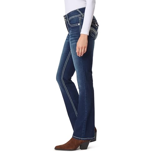 Image of WallFlower Bling Back Pocket Bootcut Jeans for Women, Luscious Curvy Fit, Embellished Mid-Rise Insta Stretch Denim