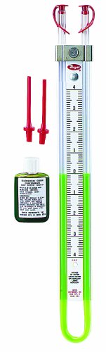 Dwyer Flex-Tube Series 1222 U-Tube Manometer, 200-0-200mm WC Using Red Gauge Fluid