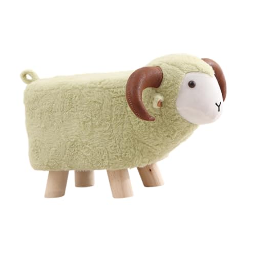 Qianly Animal Taburete Infantil Taburete Reposapiés Otomano Banco Silla Fabricado en Terciopelo de Oveja Estructura de Madera Antideslizante Adecuado para, Verde, Individual